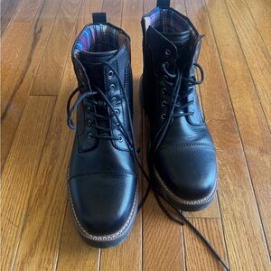 Mens Tommy Hilfiger Black Leather Boots Classic Ankle-High Design